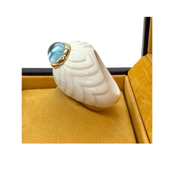Bvlgari Bulgari Chandra Ceramic 18K Blue Topaz Ring Women's Size 6.5 750 - Picture 2 of 10